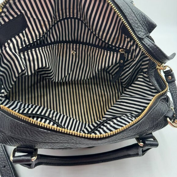 Kate Spade New York Black Textured Leather Shoulder Bag Satchel With Gold-Tone - Picture 7 of 10